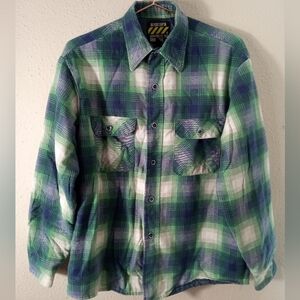 Men's Big Rock Canyon Green Plaid Insulated Button Down sz Medium